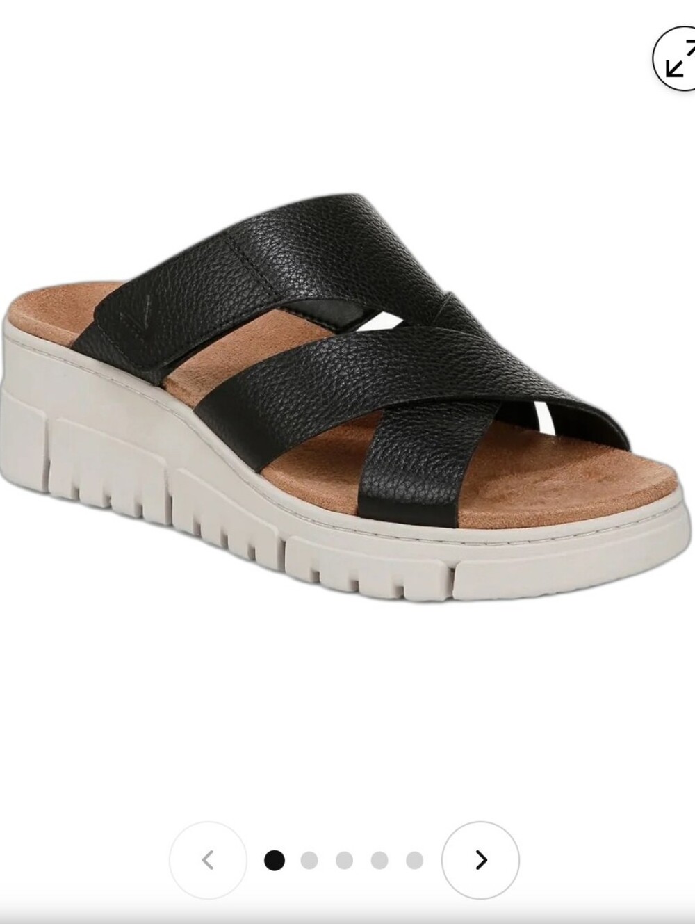 Vionic Uptown Sunset Wedge Sandal In Black Leather Size 9 NIB